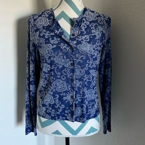 The Limited long sleeve button down purple patterned shirt, size medium